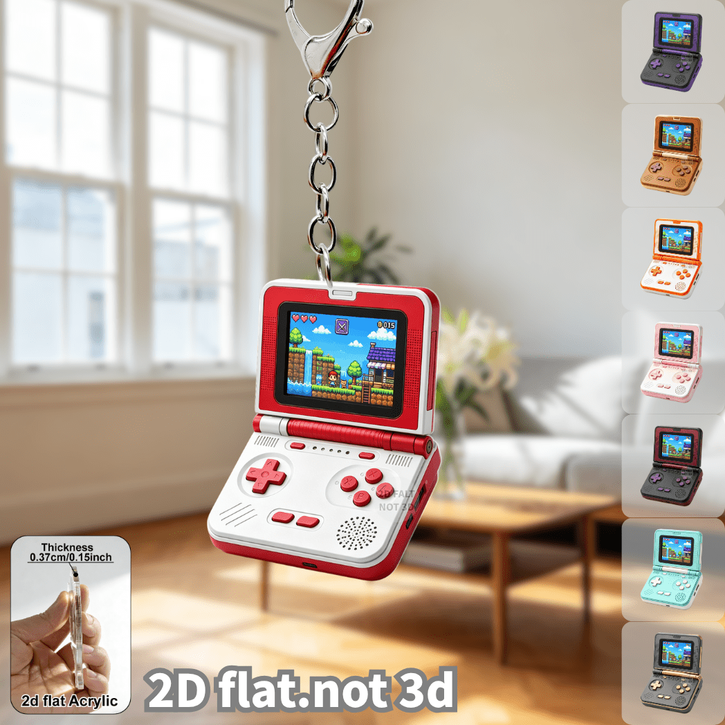 Gaming Console Keychain - 2D Flip Retro elde kullanılır oyun